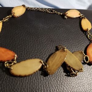 Beautiful Slate Beaded Unique Stone Necklace. Great Fall Peice. Never worn.